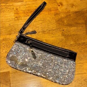 Silver Sequin Wristlet Clutch